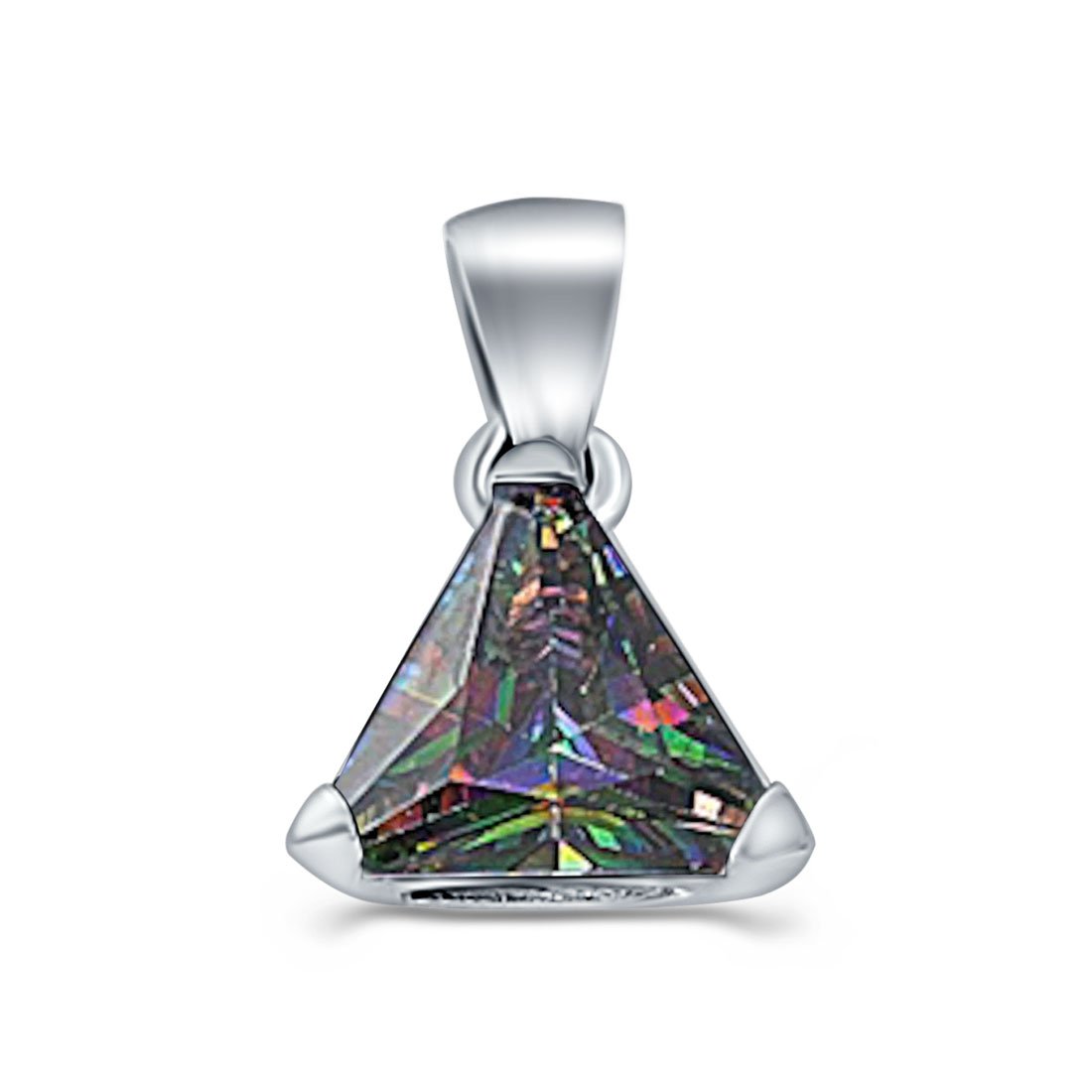 Triangle Cut Charm Pendant Simulated Cubic Zirconia 925 Sterling Silver (11mm)