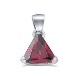 Triangle Cut Charm Pendant Simulated Cubic Zirconia 925 Sterling Silver (11mm)