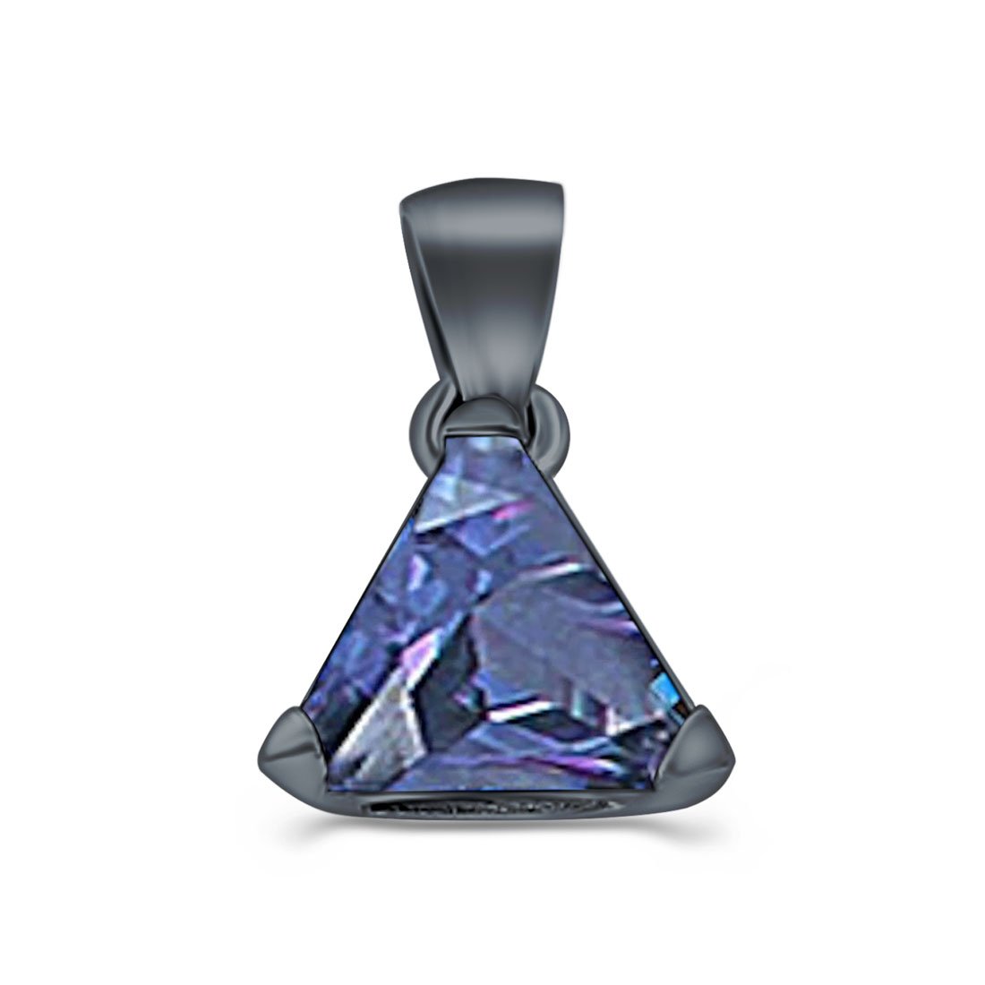 Triangle Cut Charm Pendant Simulated Cubic Zirconia 925 Sterling Silver (11mm)