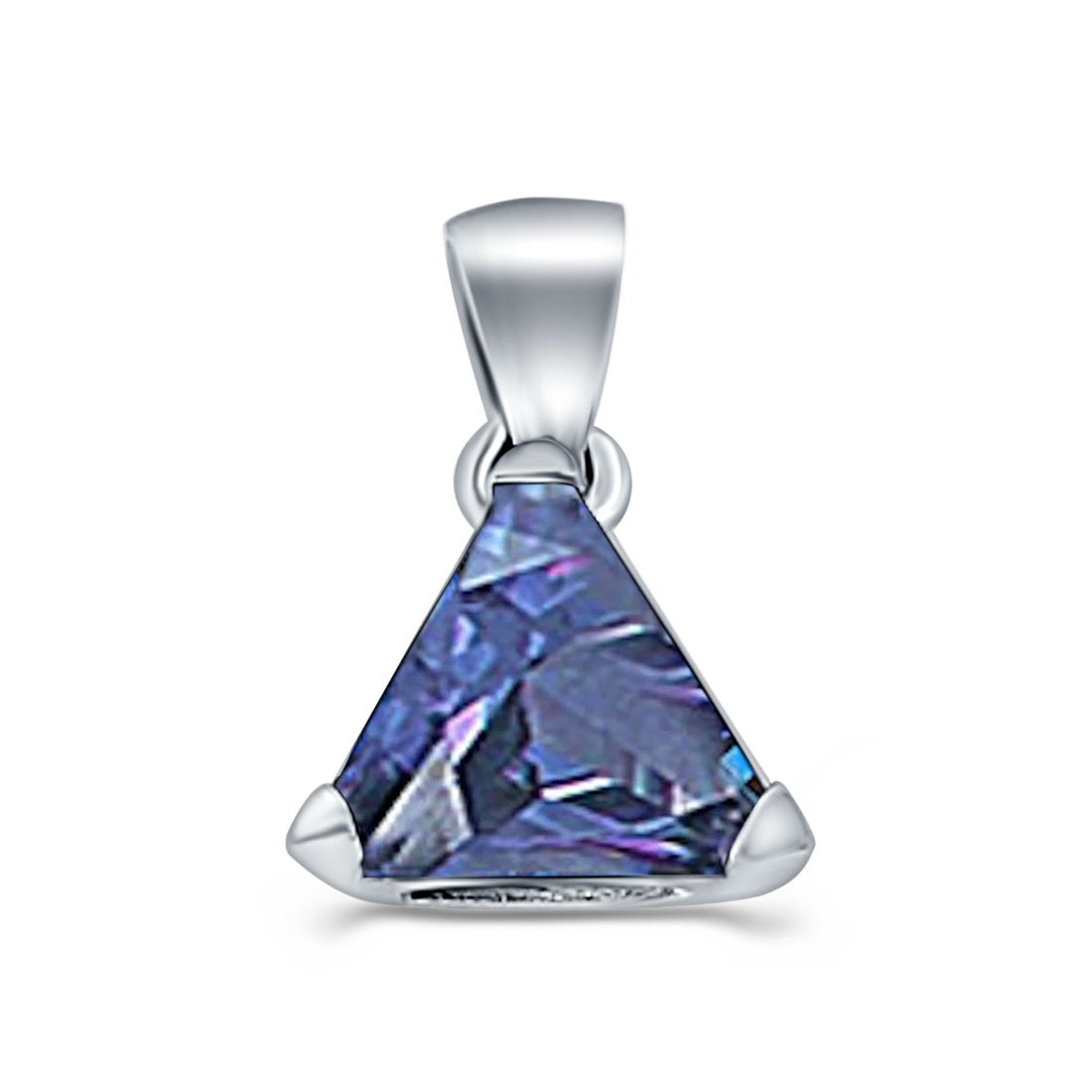 Triangle Cut Charm Pendant Simulated Cubic Zirconia 925 Sterling Silver (11mm)