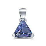 Triangle Cut Charm Pendant Simulated Cubic Zirconia 925 Sterling Silver (11mm)