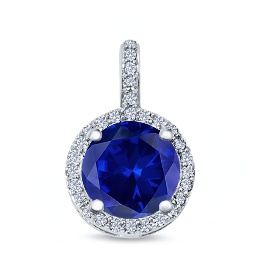 Halo Jewelry Charm Pendant Lab Created Opal & Simulated CZ 925 Sterling Silver