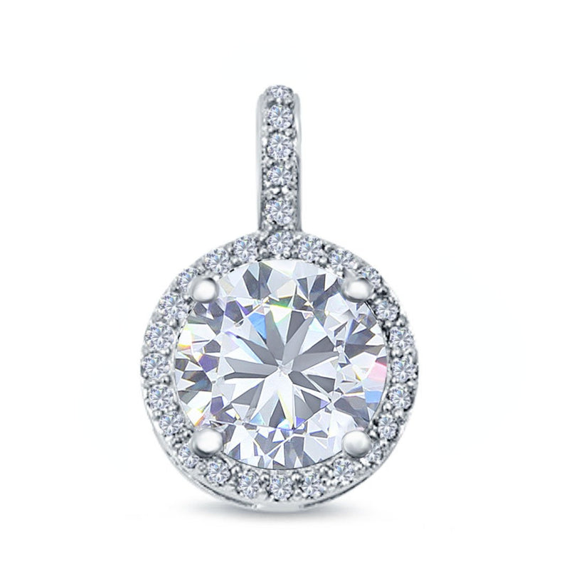 Halo Jewelry Charm Pendant Lab Created Opal & Simulated CZ 925 Sterling Silver