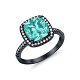 Engagement Ring Solitaire Cushion Simulated Cubic Zirconia 925 Sterling Silver