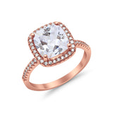 Engagement Ring Solitaire Cushion Simulated Cubic Zirconia 925 Sterling Silver