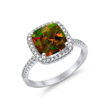 Engagement Ring Solitaire Cushion Simulated Cubic Zirconia 925 Sterling Silver