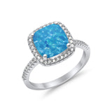 Engagement Ring Solitaire Cushion Simulated Cubic Zirconia 925 Sterling Silver