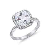 Engagement Ring Solitaire Cushion Simulated Cubic Zirconia 925 Sterling Silver