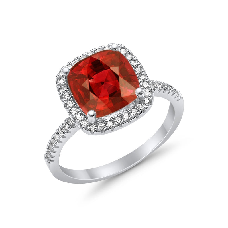 Engagement Ring Solitaire Cushion Simulated Cubic Zirconia 925 Sterling Silver