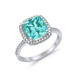 Engagement Ring Solitaire Cushion Simulated Cubic Zirconia 925 Sterling Silver