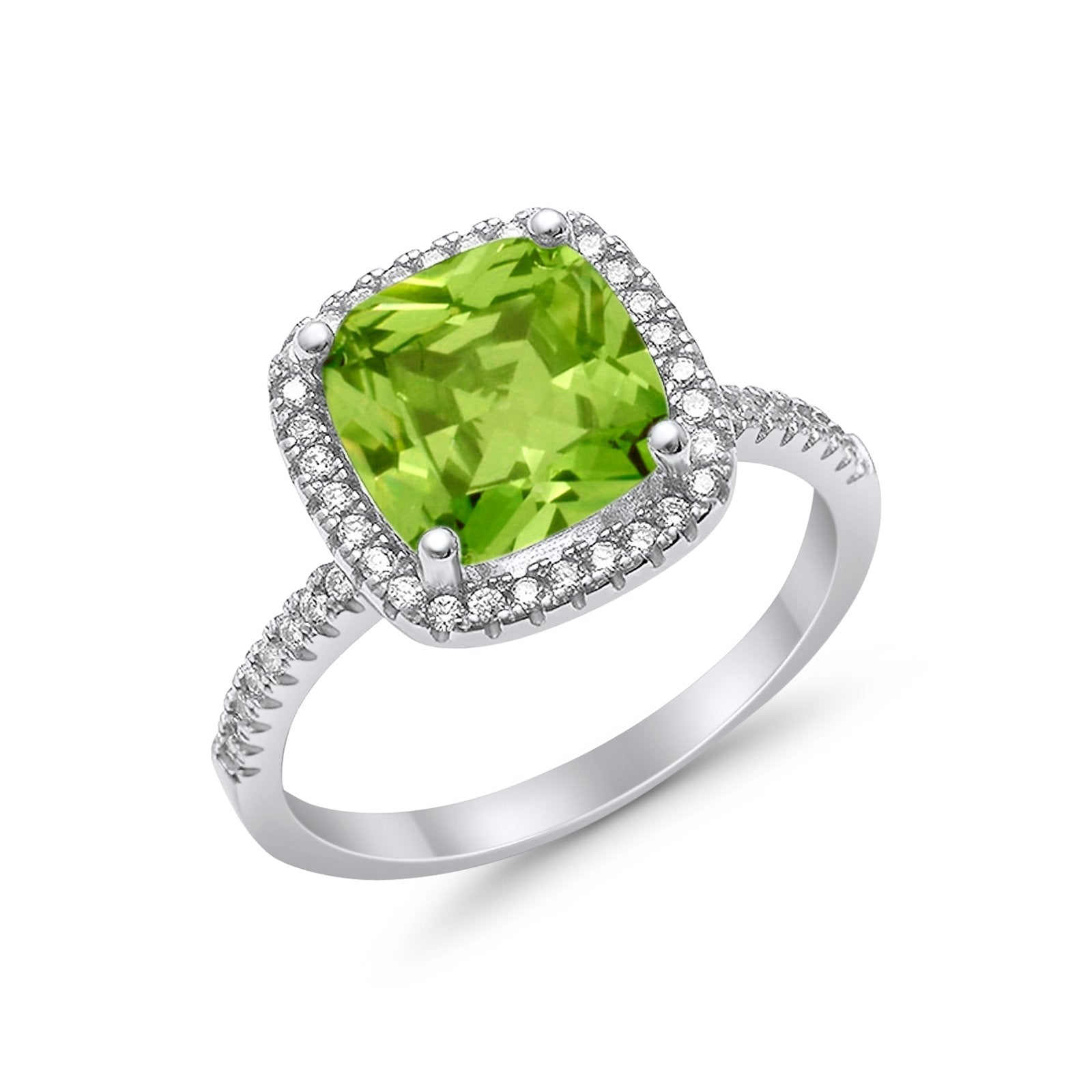 Engagement Ring Solitaire Cushion Simulated Cubic Zirconia 925 Sterling Silver