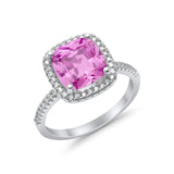 Engagement Ring Solitaire Cushion Simulated Cubic Zirconia 925 Sterling Silver