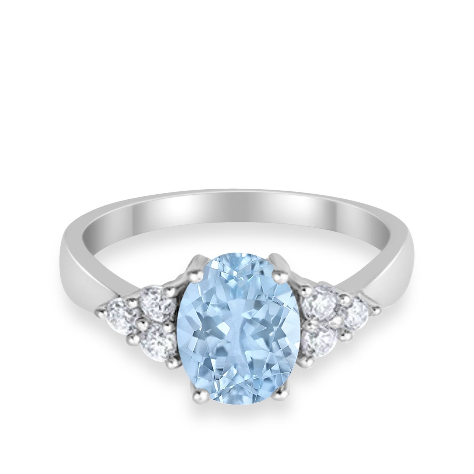 Solitaire Oval Three Stone Simulated Cubic Zirconia 925 Sterling Silver
