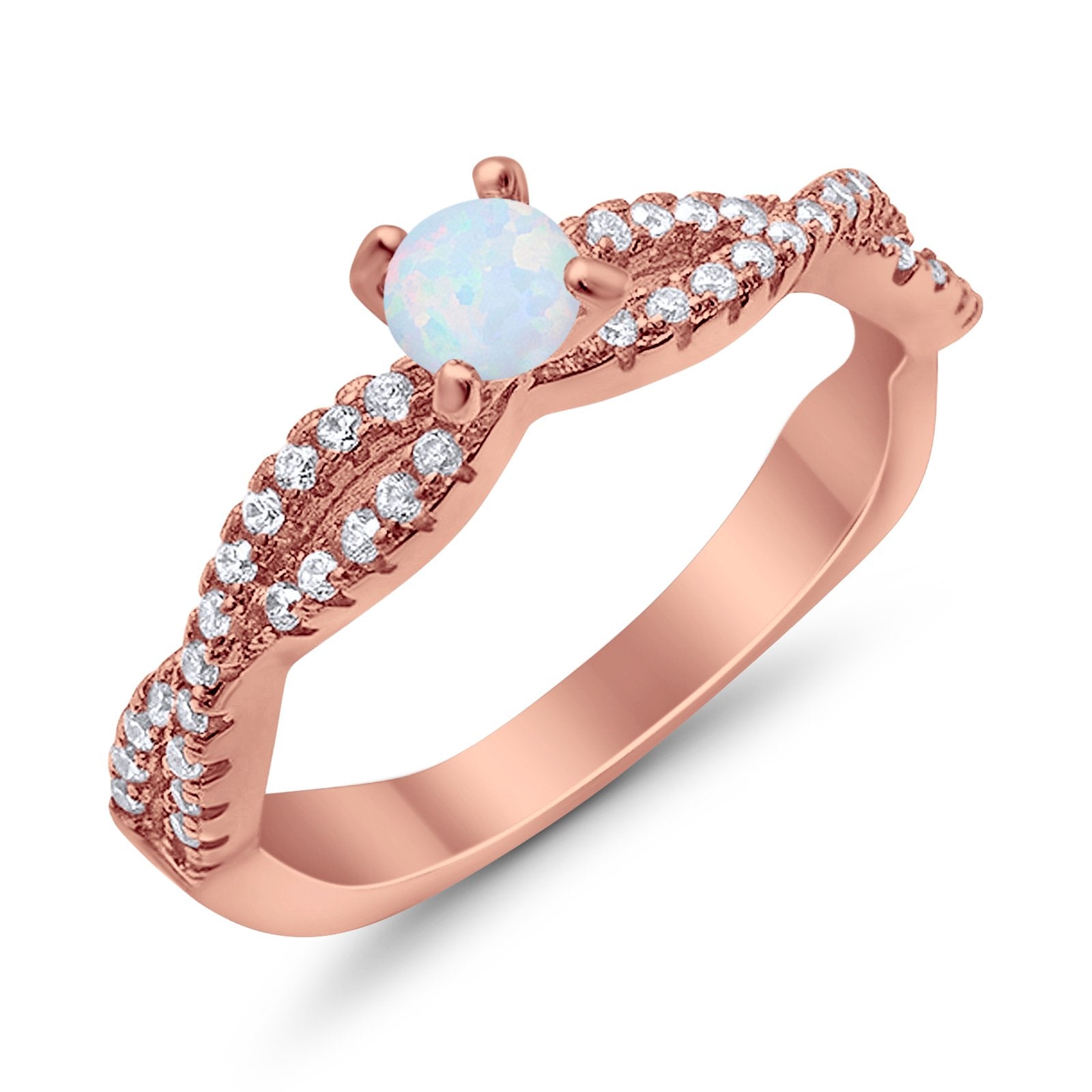 Fashion Solitaire Accent Ring Round Cubic Zirconia 925 Sterling Silver