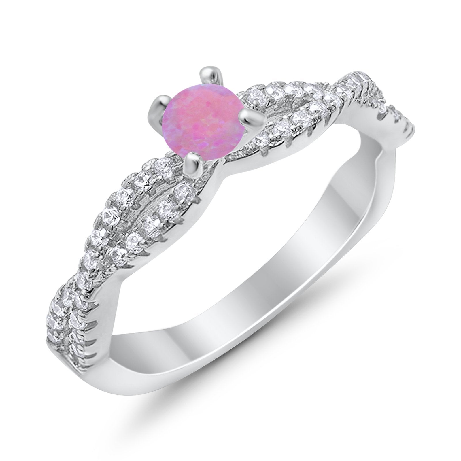 Fashion Solitaire Accent Ring Round Cubic Zirconia 925 Sterling Silver
