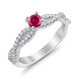 Fashion Solitaire Accent Ring Round Cubic Zirconia 925 Sterling Silver
