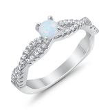 Fashion Solitaire Accent Ring Round Cubic Zirconia 925 Sterling Silver