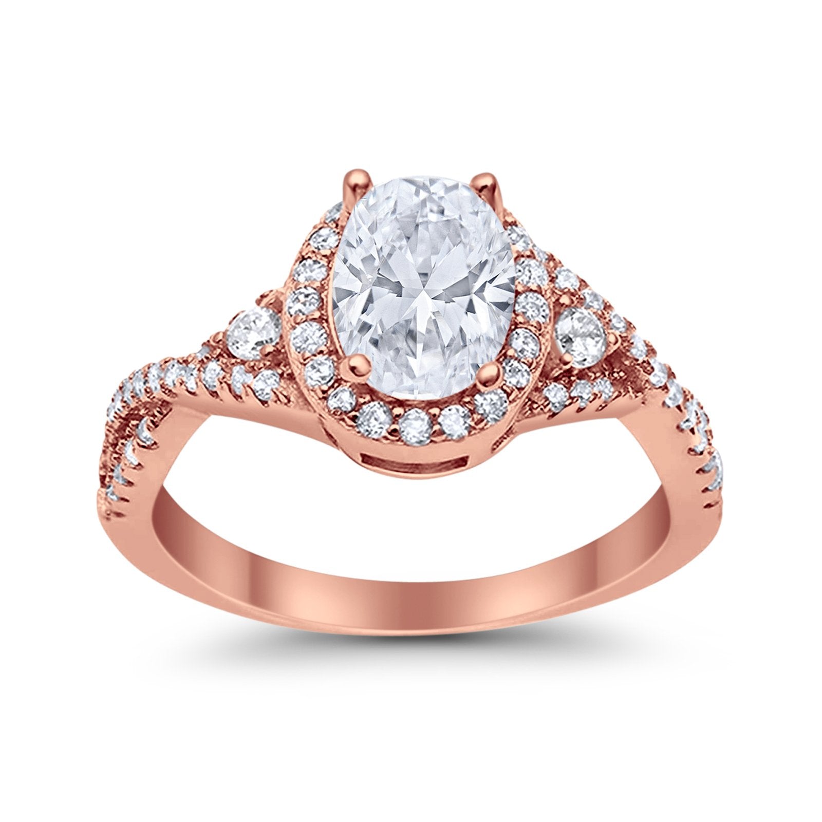 Halo Wedding Ring Simulated Cubic Zirconia 925 Sterling Silver