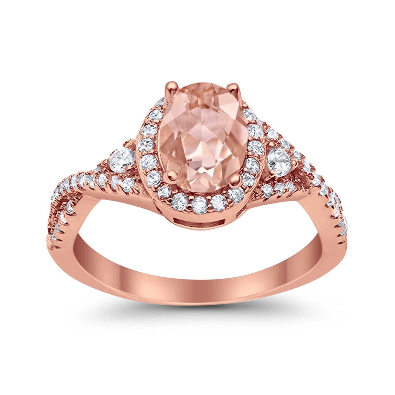 Halo Wedding Ring Simulated Cubic Zirconia 925 Sterling Silver