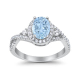 Halo Wedding Ring Simulated Cubic Zirconia 925 Sterling Silver
