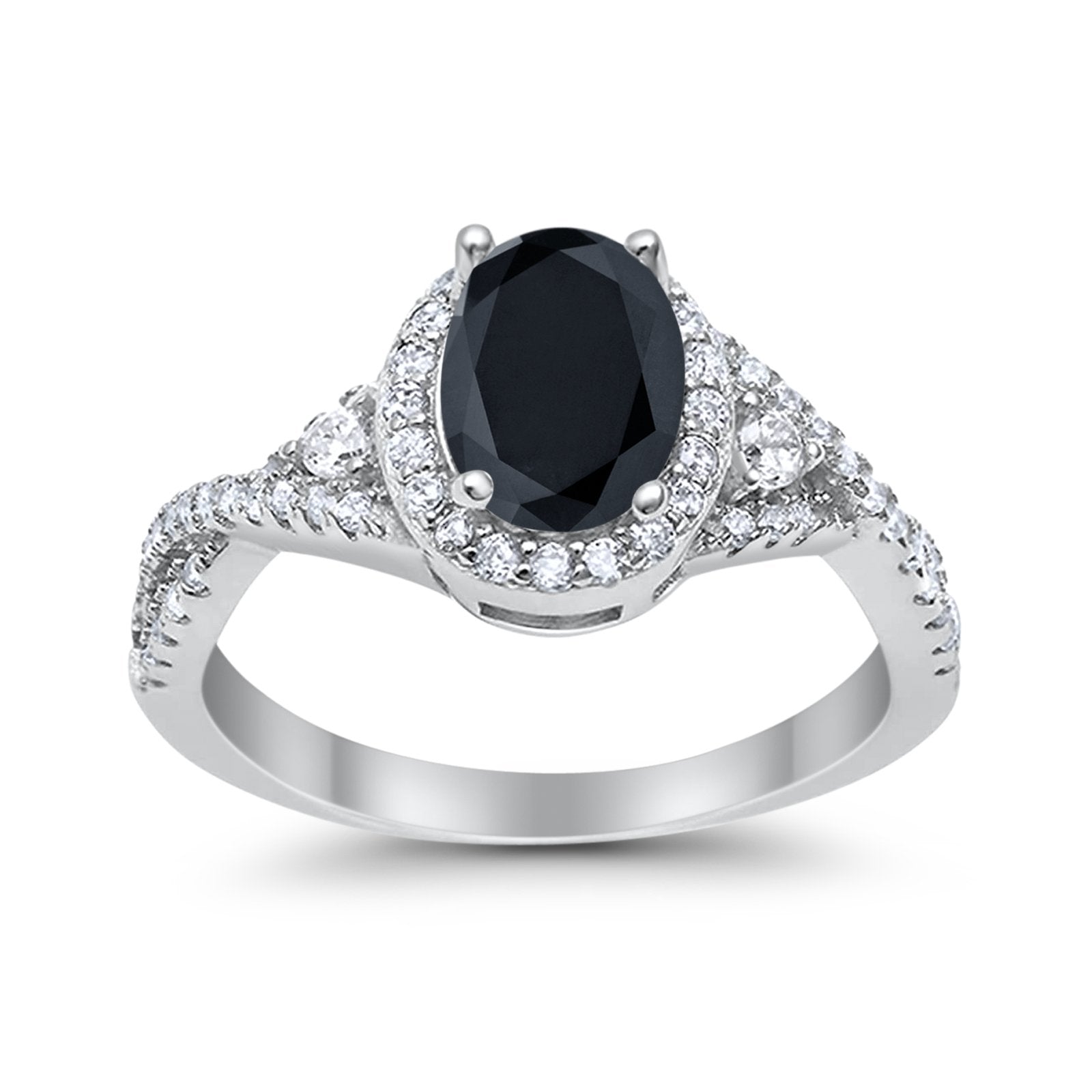 Halo Wedding Ring Simulated Cubic Zirconia 925 Sterling Silver