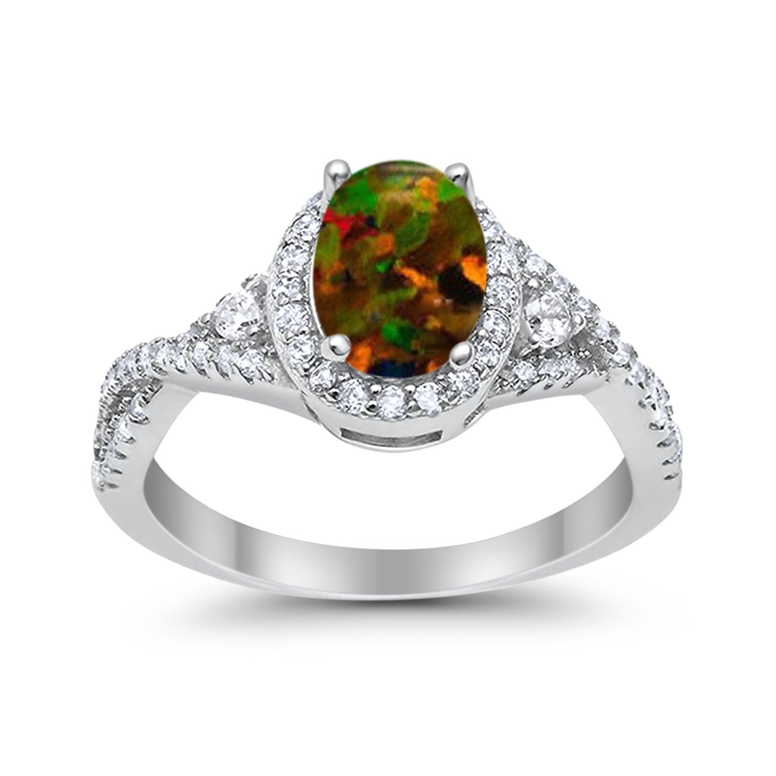 Halo Wedding Ring Simulated Cubic Zirconia 925 Sterling Silver