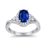 Halo Wedding Ring Simulated Cubic Zirconia 925 Sterling Silver