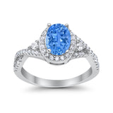 Halo Wedding Ring Simulated Cubic Zirconia 925 Sterling Silver