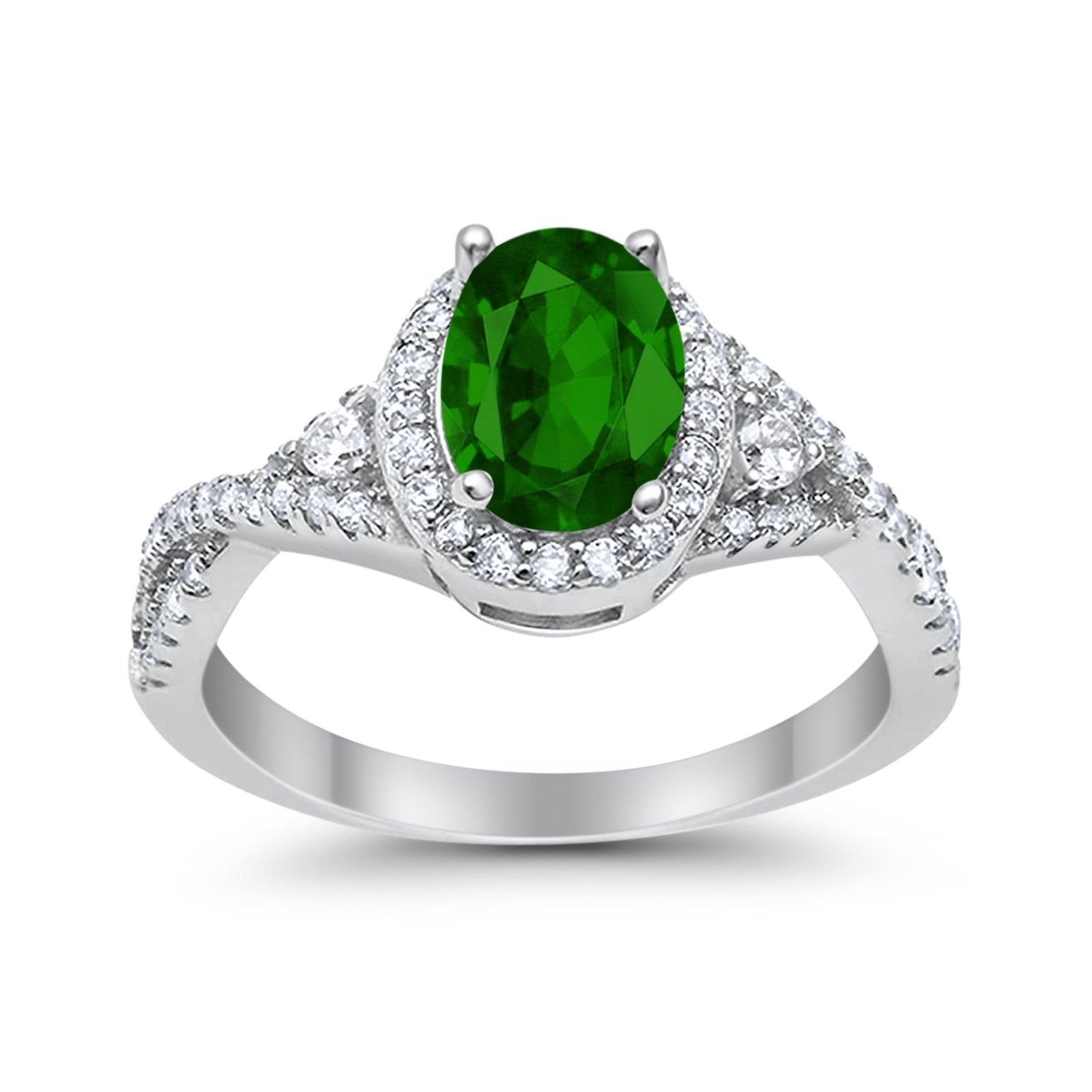 Halo Wedding Ring Simulated Cubic Zirconia 925 Sterling Silver