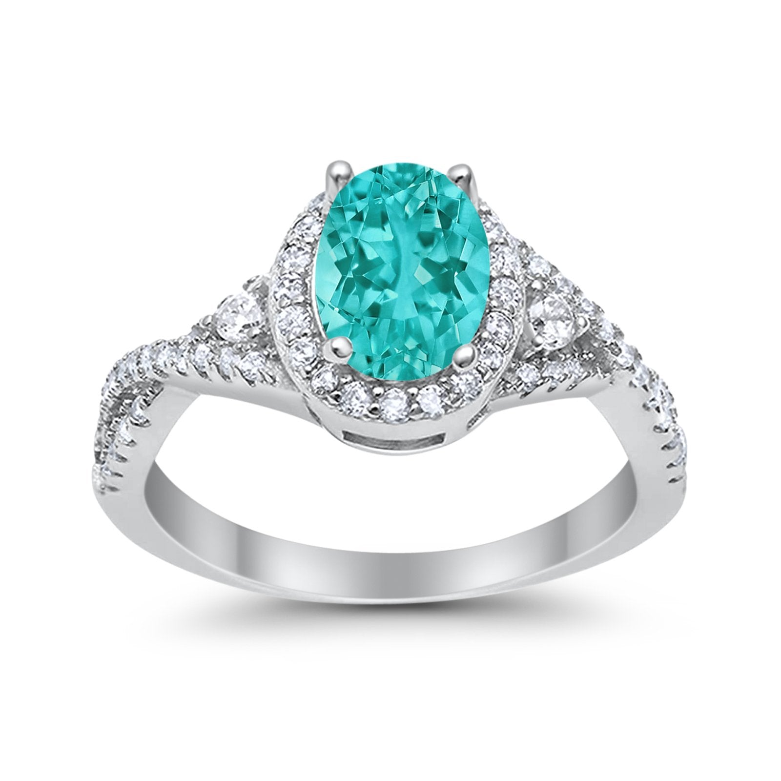 Halo Wedding Ring Simulated Cubic Zirconia 925 Sterling Silver