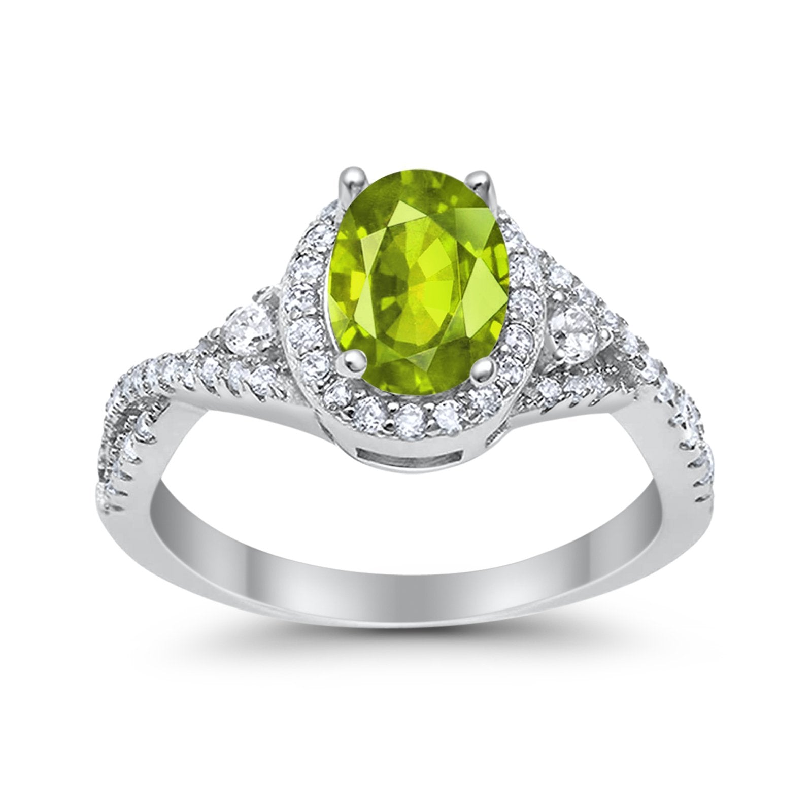 Halo Wedding Ring Simulated Cubic Zirconia 925 Sterling Silver