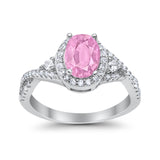 Halo Wedding Ring Simulated Cubic Zirconia 925 Sterling Silver