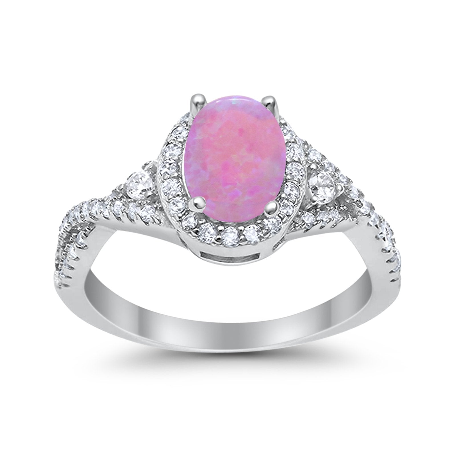 Halo Wedding Ring Simulated Cubic Zirconia 925 Sterling Silver