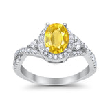 Halo Wedding Ring Simulated Cubic Zirconia 925 Sterling Silver