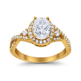 Halo Wedding Ring Simulated Cubic Zirconia 925 Sterling Silver