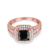 Halo Art Deco Wedding Ring Simulated Cubic Zirconia 925 Sterling Silver