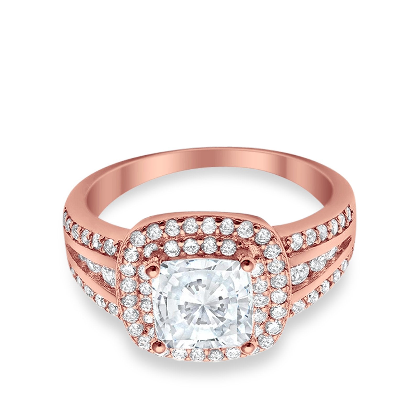 Halo Art Deco Wedding Ring Simulated Cubic Zirconia 925 Sterling Silver