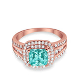 Halo Art Deco Wedding Ring Simulated Cubic Zirconia 925 Sterling Silver