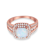 Halo Art Deco Wedding Ring Simulated Cubic Zirconia 925 Sterling Silver
