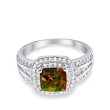 Halo Art Deco Wedding Ring Simulated Cubic Zirconia 925 Sterling Silver