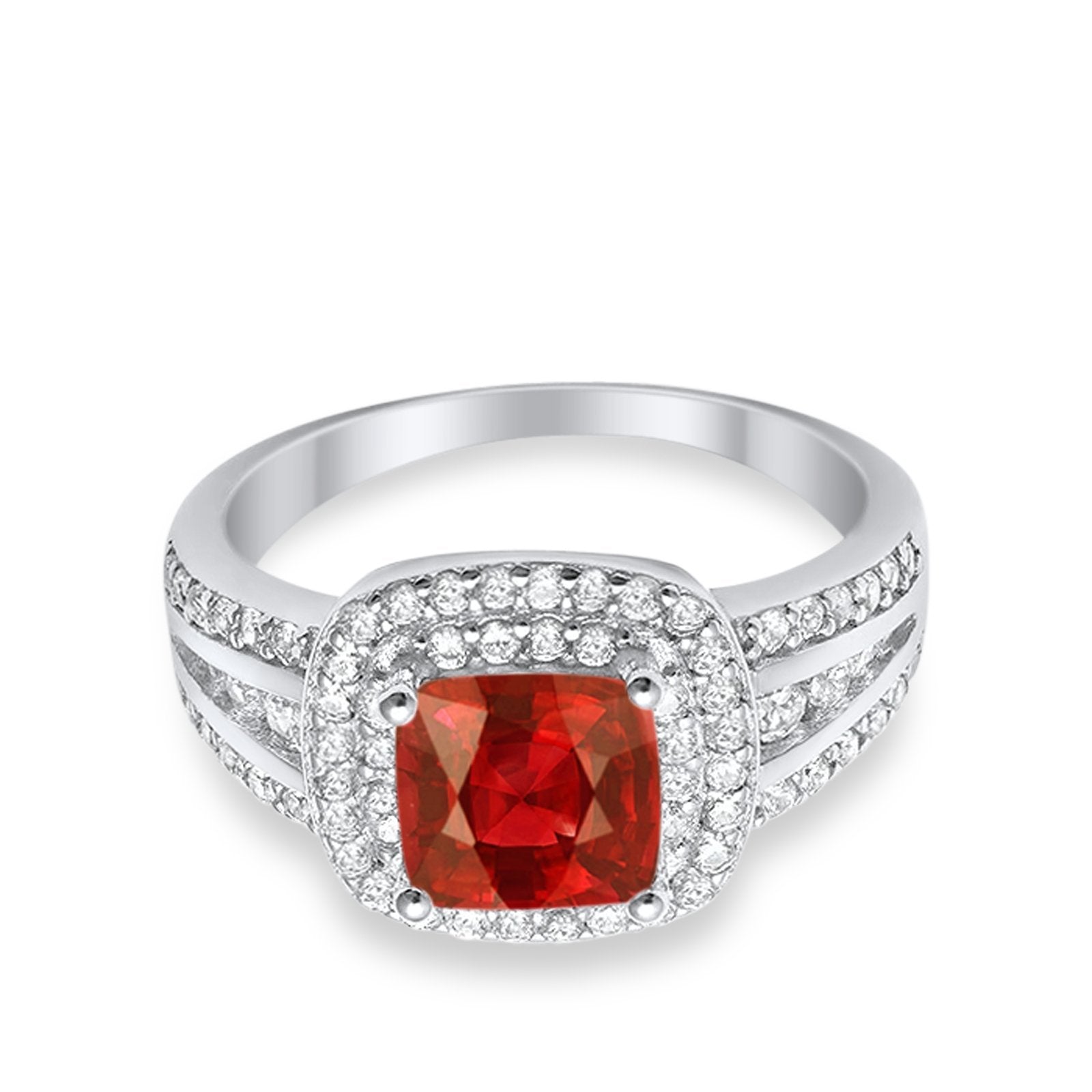 Halo Art Deco Wedding Ring Simulated Cubic Zirconia 925 Sterling Silver