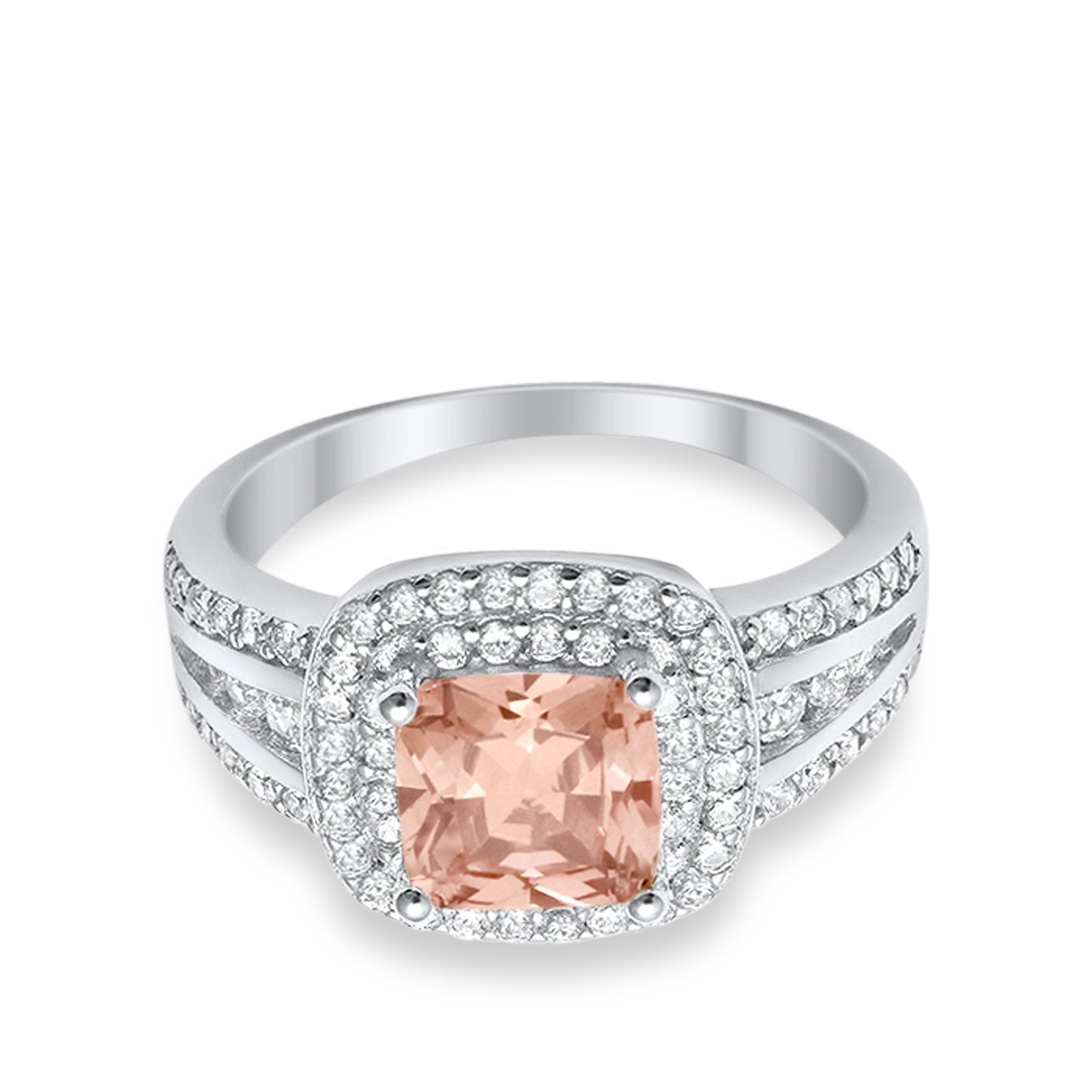 Halo Art Deco Wedding Ring Simulated Cubic Zirconia 925 Sterling Silver