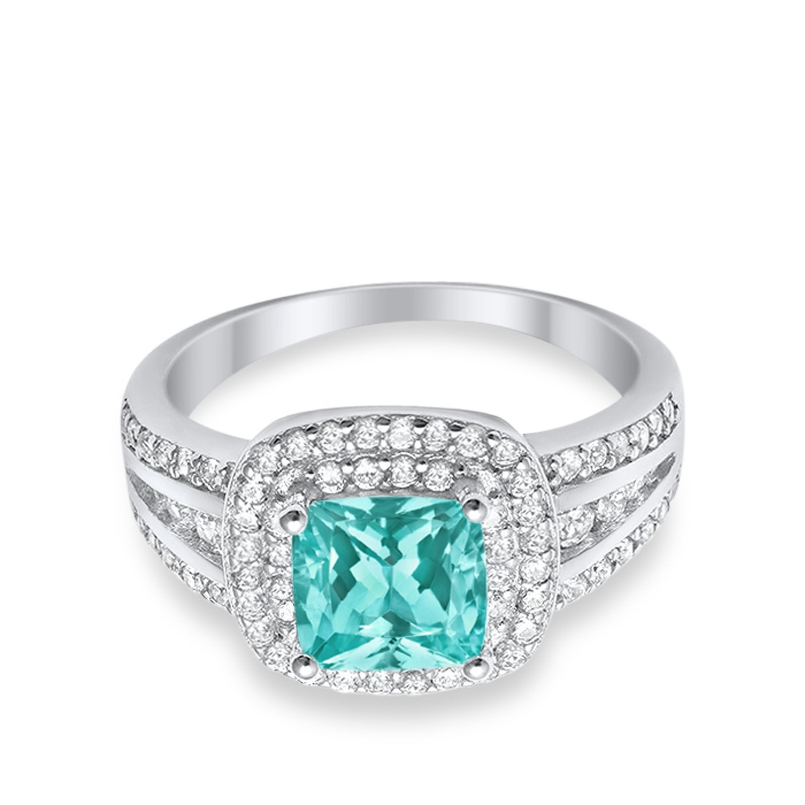 Halo Art Deco Wedding Ring Simulated Cubic Zirconia 925 Sterling Silver