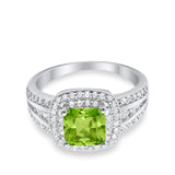 Halo Art Deco Wedding Ring Simulated Cubic Zirconia 925 Sterling Silver
