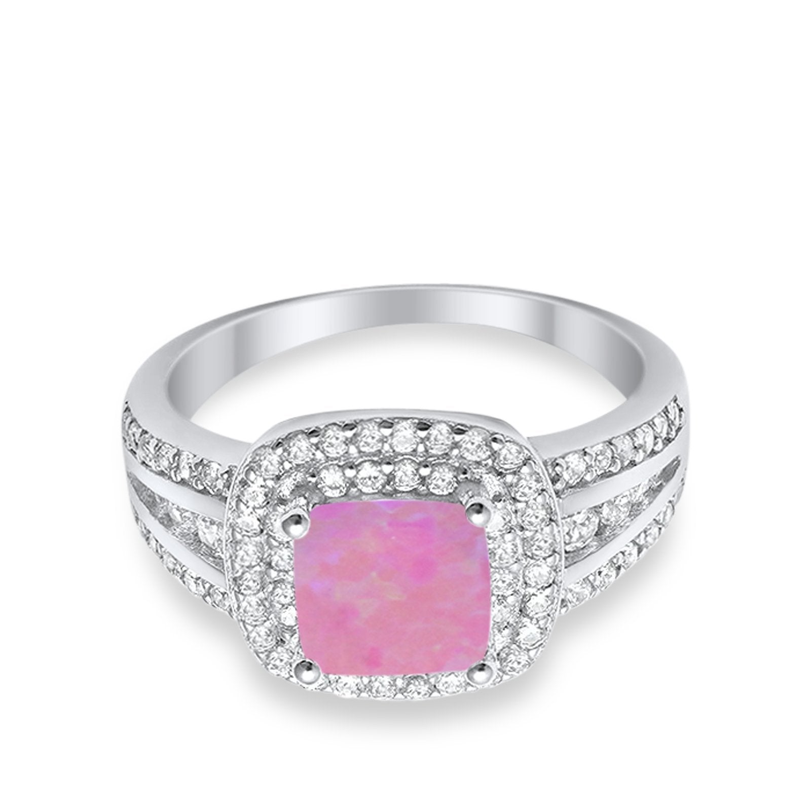 Halo Art Deco Wedding Ring Simulated Cubic Zirconia 925 Sterling Silver
