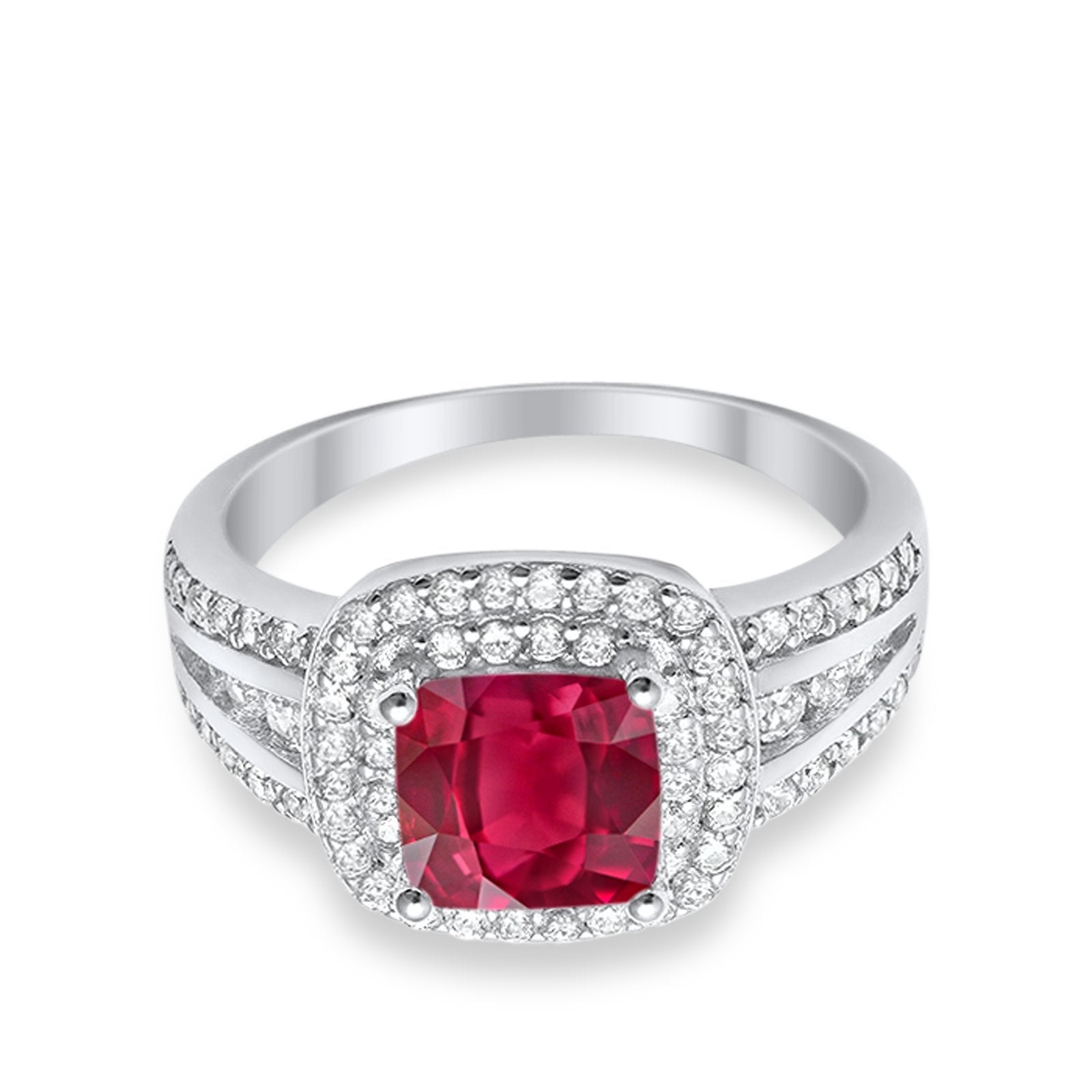 Halo Art Deco Wedding Ring Simulated Cubic Zirconia 925 Sterling Silver