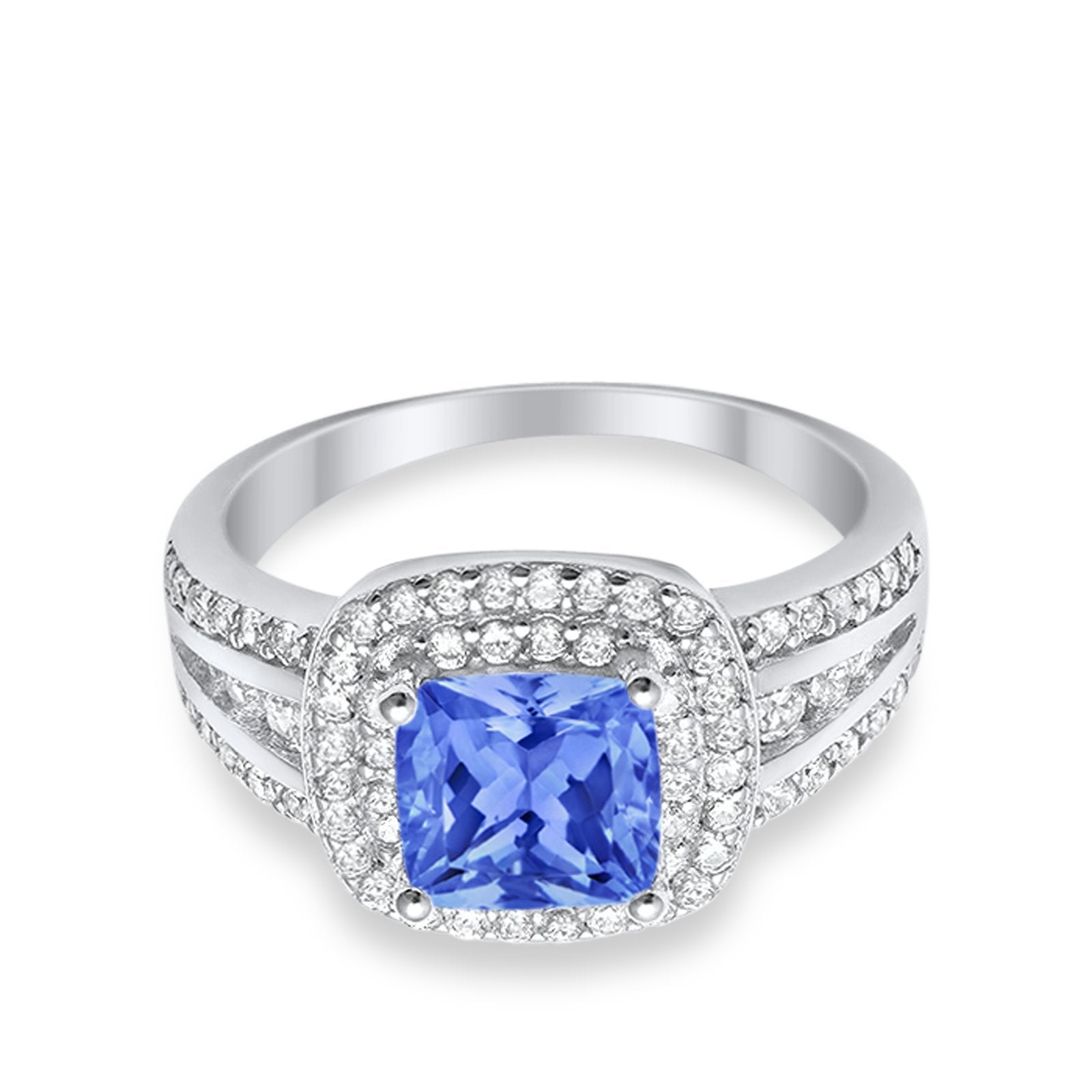 Halo Art Deco Wedding Ring Simulated Cubic Zirconia 925 Sterling Silver