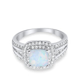 Halo Art Deco Wedding Ring Simulated Cubic Zirconia 925 Sterling Silver