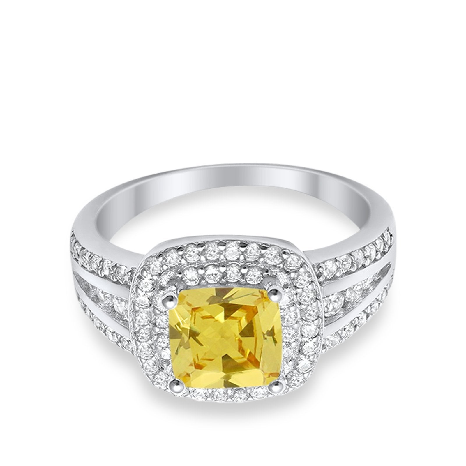 Halo Art Deco Wedding Ring Simulated Cubic Zirconia 925 Sterling Silver