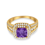 Halo Art Deco Wedding Ring Simulated Cubic Zirconia 925 Sterling Silver